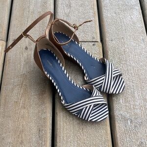 NEW George Navy and Tan Striped Sandals Size 7
